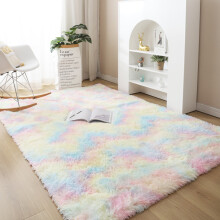 DODOING Ultra Soft Shag Area Rug Faux Fur Non-Slip Tie-Dyed