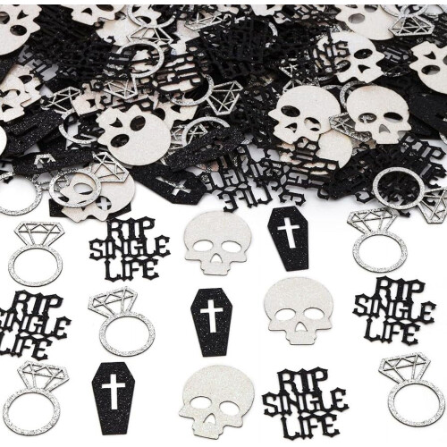 Gothic Bachelorette Decor Skull Coffin Confetti 12 pcs