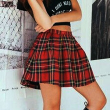 Women's Cotton Tartan Pleated Mini Skirt