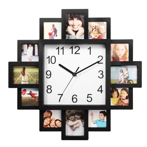 Clock Collage Picture Frame Black 12 Opening