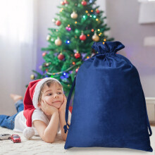 Christmas Ornament Storage Bag Navy Cloth Drawstring Bag