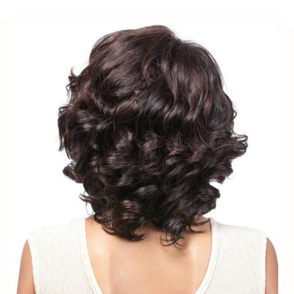 Women's Synthetic Short Wavy Curly Wig with Natural Parting