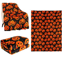 Halloween Throw Blanket Orange Pumpkin Fleece 50x60 inches