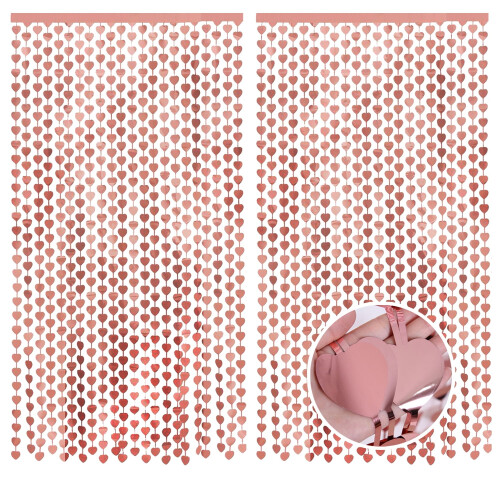 Rose Gold Heart Fringe Curtains for Wedding Backdrop