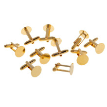 Men's Cufflinks Gold 15mm 10 Pieces
