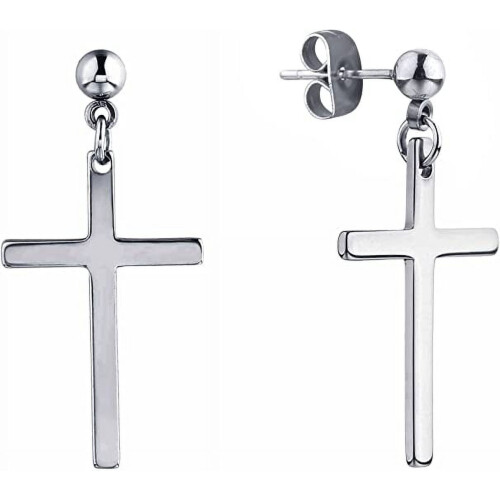 Stainless Steel Cross Dangle Stud Earrings 1 Pair