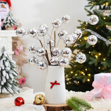 Silver Christmas Ball Ornament 40cm Sequin Mirror Decor