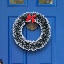 Artificial Christmas Wreath White Plastic 9.8 Inch