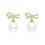 Bow Knot Dangle Stud Earrings Gold Imitation Pearl 1