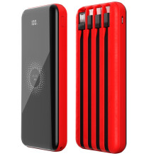 Wireless Portable Charger 10000mAh with 4 Cables USB-C and