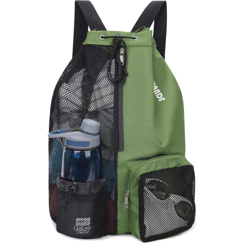 Swim Bag Mesh Drawstring Backpack with Wet Pocket