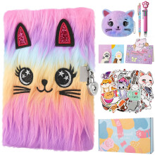 Fluffy Cat Diary Hardcover Journal for Girls 6+ with Lock