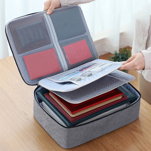 Fireproof Waterproof Document Organizer Bag with Lock