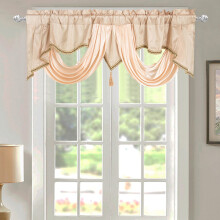 Window Valance Rod Pocket Satin Swag Beige 55x18 Inch