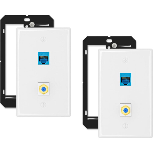 10Gbps Ethernet Wall Plate CAT6A 1-Port RJ45 2 Pack