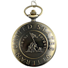 Vintage Bronze Pocket Watch Quartz Necklace Pendant