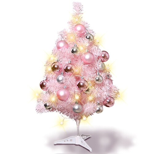Pink Tabletop Christmas Tree with LED Lights 12in 2