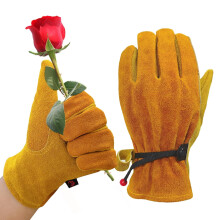 Leather Work Gloves Cotton-Lined Thorn-Proof Large
