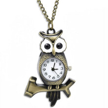 Vintage Bronze Owl Heart Pocket Watch with Quartz Movement