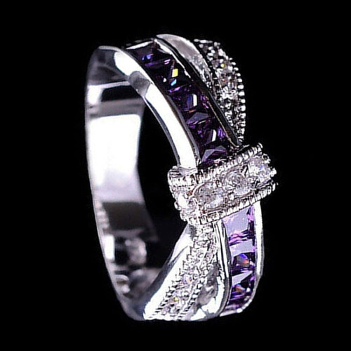 Women's Wedding Ring with Clear Zircon Inlay Size 9 2