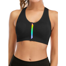 Women's Wirefree Yoga Sports Bra with Front Zip and