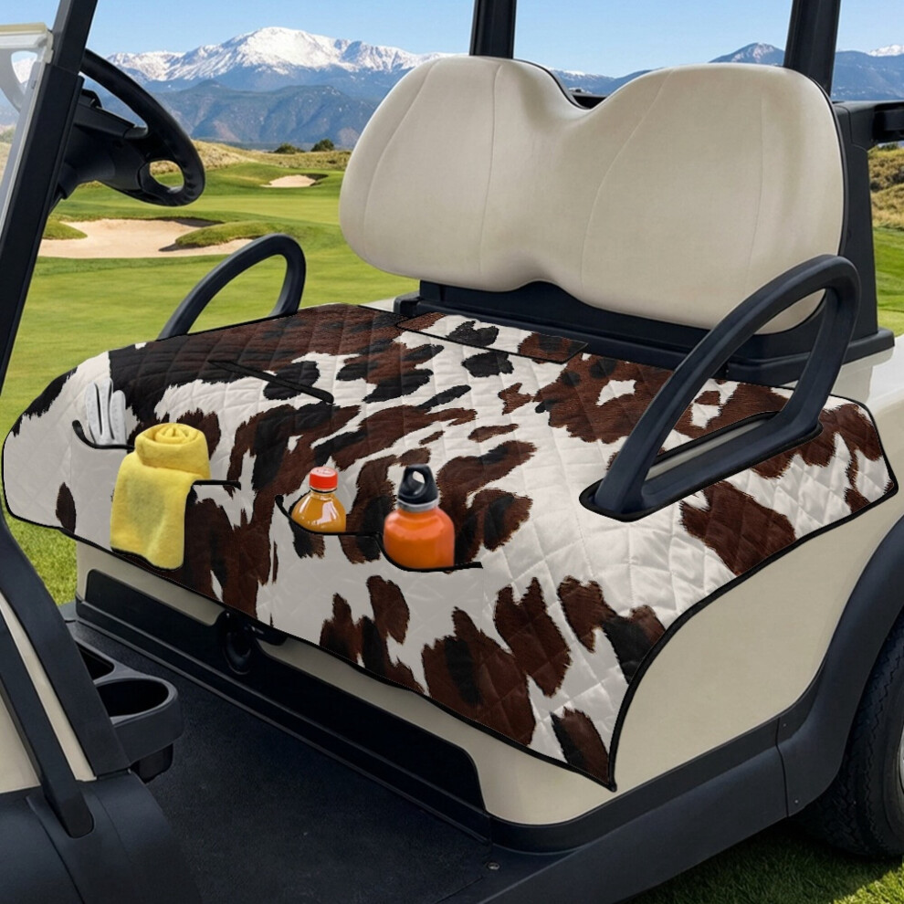 Golf Cart Seat Cover Universal 2-Seater With 4 Pockets Cow 9422877203925