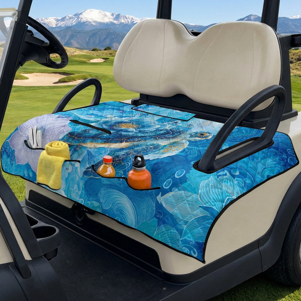 Golf Cart Seat Covers Sea Turtle Flower 2-Person Blue 9422877199266