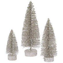 Silver Glitter Oval Artificial Christmas Tree 5 7 9 Inch