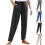 Women's Cotton Linen Pants Solid Color Wide Leg Elastic 1