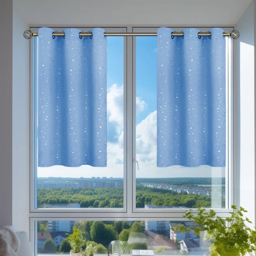Silver Star blackout curtains blue thermal insulated