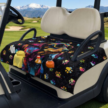 Golf Cart Seat Covers with 4 Pockets Black Dachshund Paw