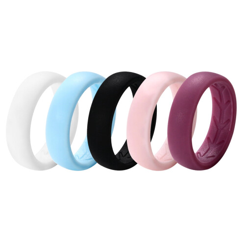 Silicone Wedding Ring for Women 5.4mm Width 5 Pack Size 10