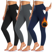 Women's Fleece-Lined Leggings with Pockets 3-Pack