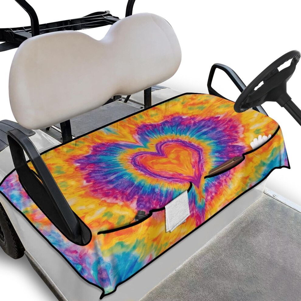 Golf Cart Seat Covers Rainbow Tie-Dye With 4 Pockets And 9422877205202