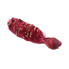 Christmas Bird Decoration Feather Red Green 1 Piece