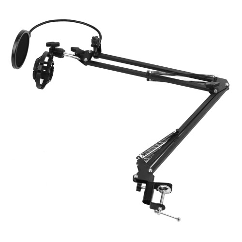Heavy-Duty Adjustable Foldable Mic Stand with Shock Mount