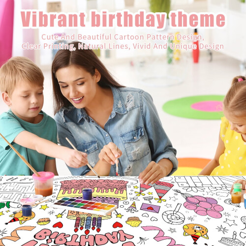 Cake Coloring Poster 30 x 72 Inch Tablecloth 2 Pieces 2