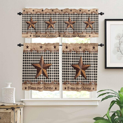 Rustic Kitchen Curtains Valance and Tiers Set Red Buffalo 1