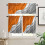 Geometric Kitchen Curtain Set Orange Grey 3-Pc 2