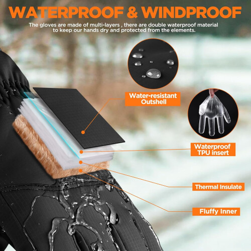 Winter Waterproof Ski Gloves Unisex Thermal Windproof 2