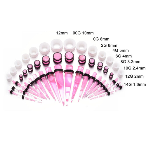 Ear Stretching Kit Acrylic Tapers and Plugs 50 Pieces 1