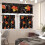 Maple Leaves Red Small Kitchen Curtains Rod Pocket 3-Piece 2
