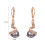 Gray Pearl Dangle Earrings Rose Gold Plated Leverback 4