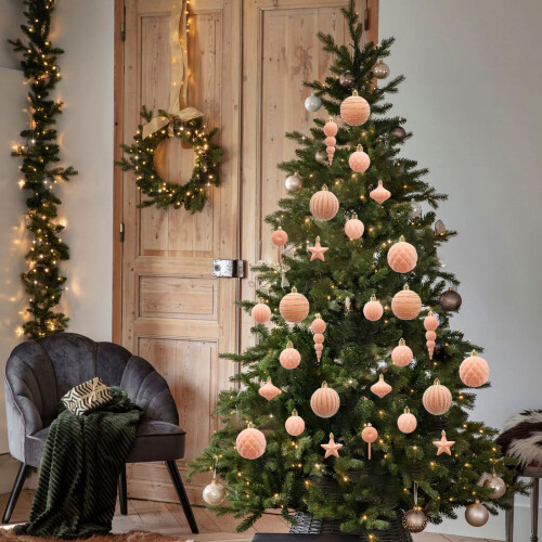 Orange Velvet Christmas Balls 24 pcs 2