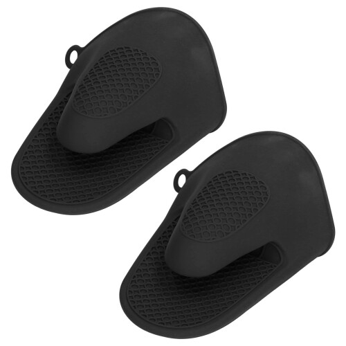 Oven Mitts Silicone Protective Cooking Mitts Black 1