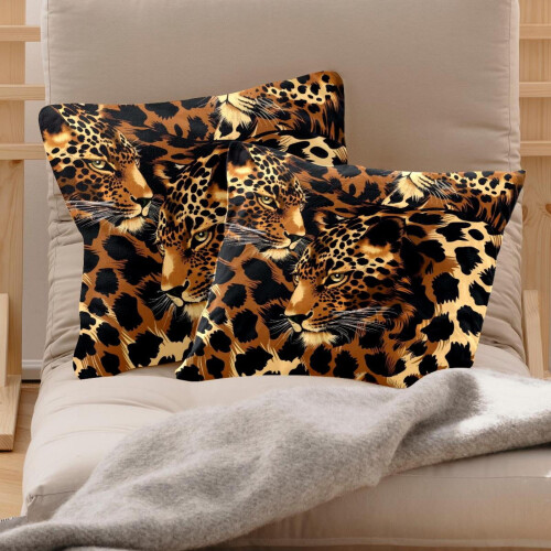 Ensemble de 2 housses de coussin à motif léopard 40 x 40 cm 1