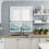 Beach Kitchen Curtains Set Aqua Beige 24 inch 6