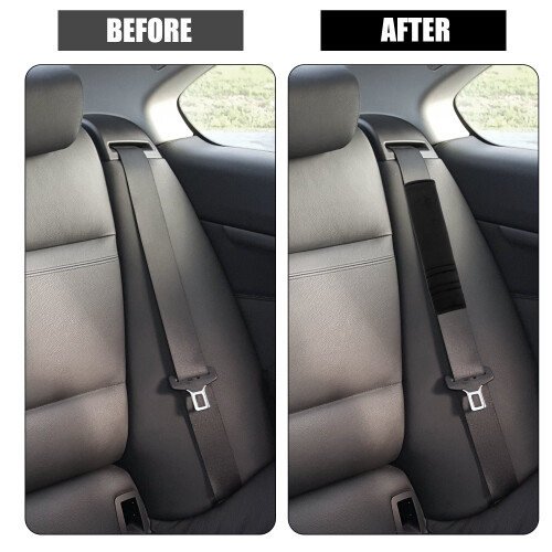 Microfiber Car Seatbelt Pad Covers Universal Black 27x6.5 2