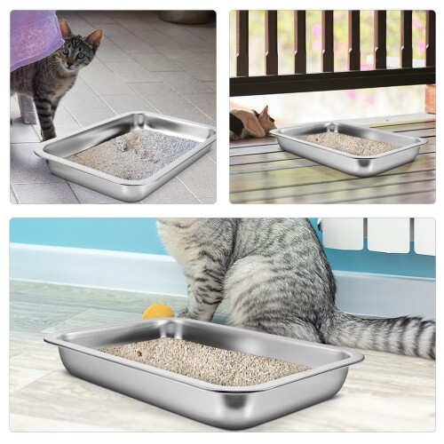 Cat Litter Box Small Nonstick Metal Pan for Small Pets 1