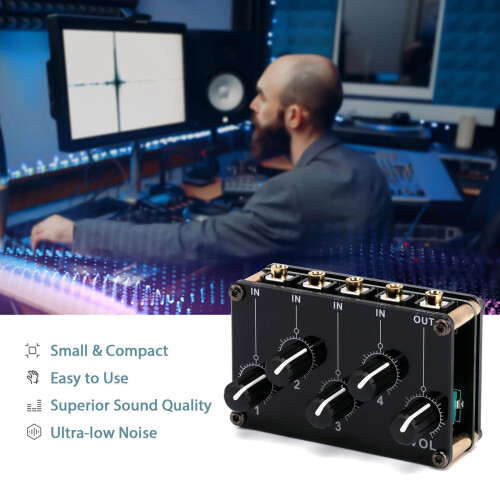 4-Channel Stereo Audio Mixer Passive 3.5mm Line Mixer 1